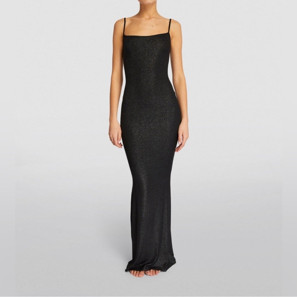 SKIMS Black Sheath Maxi Dress Spaghetti Strap